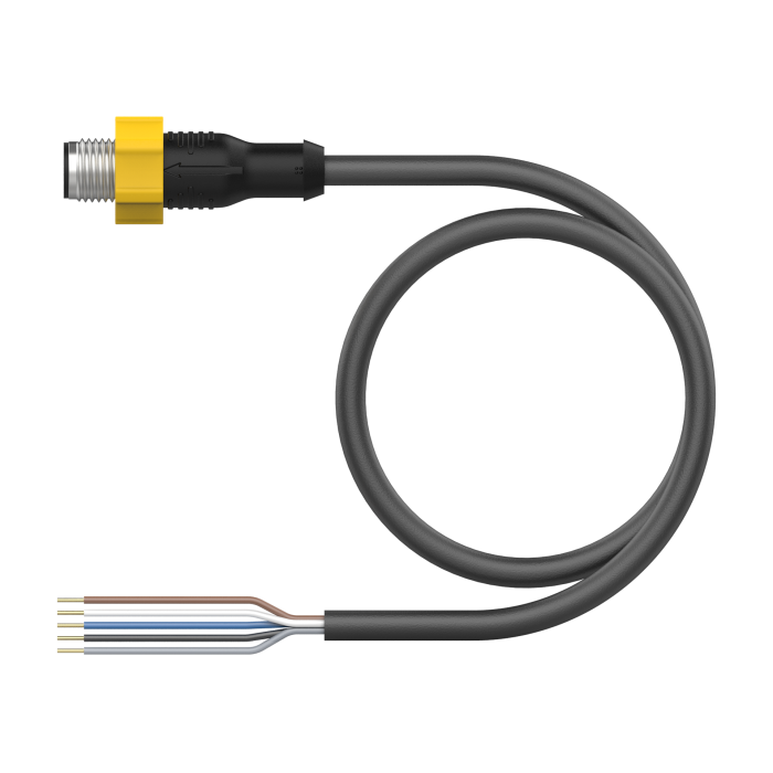 Turck M12 Cordset; Male Straight; 5-Pin; 5 x 22AWG to 5-Pin; 6m PVC Cable; Coupling Nut w/ Torque Sleeve