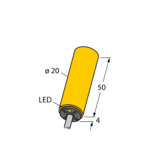 Turck Inductive Proximity Plastic Barrel Sensor; 20mm; Non-Embeddable; 10-30VDC; NO; PNP