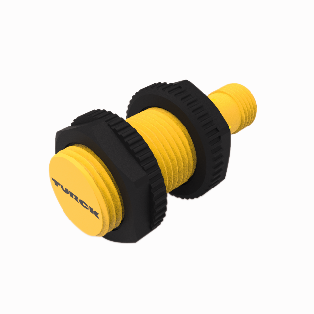 Turck Inductive Proximity Plastic Barrel Sensor; All Metal Sensing; 18mm; Non-Embeddable; 10-30VDC; NO; NPN; Connector - M12