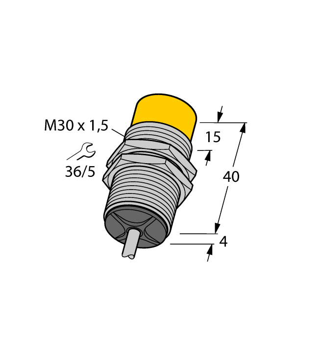 Turck Inductive Proximity Metal Barrel Sensor; 30mm; Non-Embeddable; 8.2VDC; NAMUR