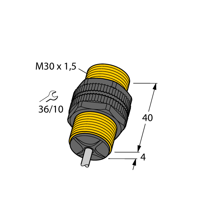 Turck Inductive Proximity Plastic Barrel Sensor; 30mm; Non-Embeddable; 8.2VDC; NAMUR
