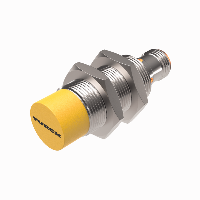 Turck Inductive Proximity Metal Barrel Sensor; All Metal Sensing; 18mm; Non-Embeddable; 10-30VDC; NC; PNP; Connector - M12