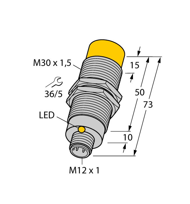 Turck Inductive Proximity Metal Barrel Sensor; 30mm; Non-Embeddable; 8.2VDC; NAMUR; Connector - M12