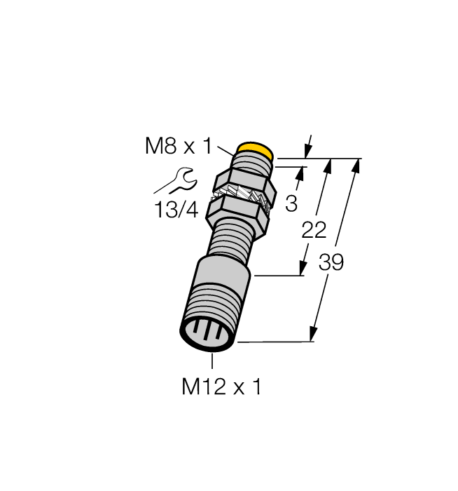 Turck Inductive Proximity Stainless Steel Barrel Sensor; 8mm; Non-Embeddable; 8.2VDC; NAMUR; Connector - M12