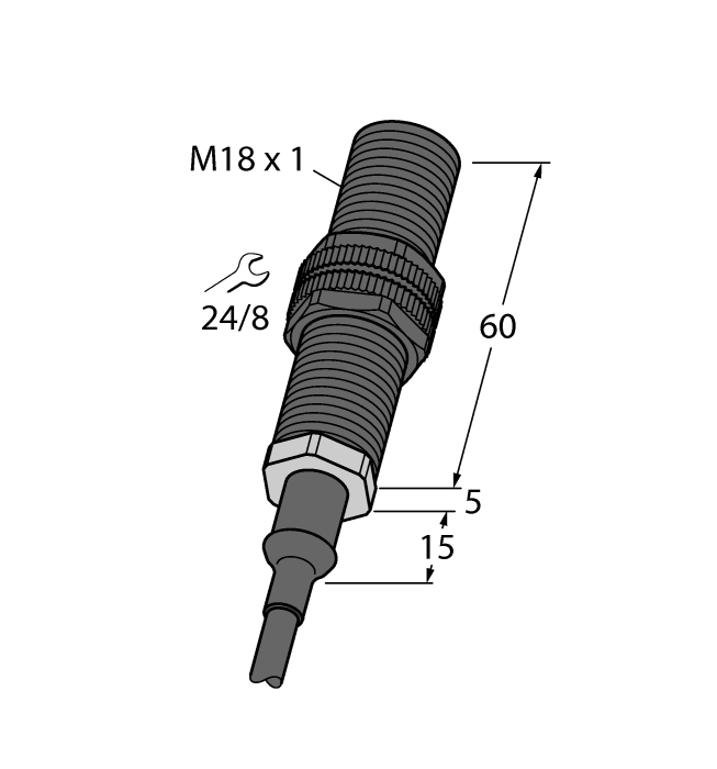 Turck Inductive Proximity Plastic Barrel Sensor; 18mm; Non-Embeddable; 8.2VDC; NAMUR; Submersible