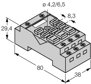 Turck Socket; 11-Blade; Plate Clamp Terminal; for C5-A20; C5-A30; C5-G30; C5-X10; C5-M10; C5-M20; C5-R20 Relays; DIN Rail or Panel Mount